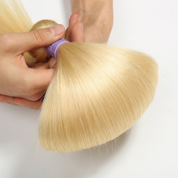 3 Bundle 613 Sleek Blonde Straight + 4x4 Closure